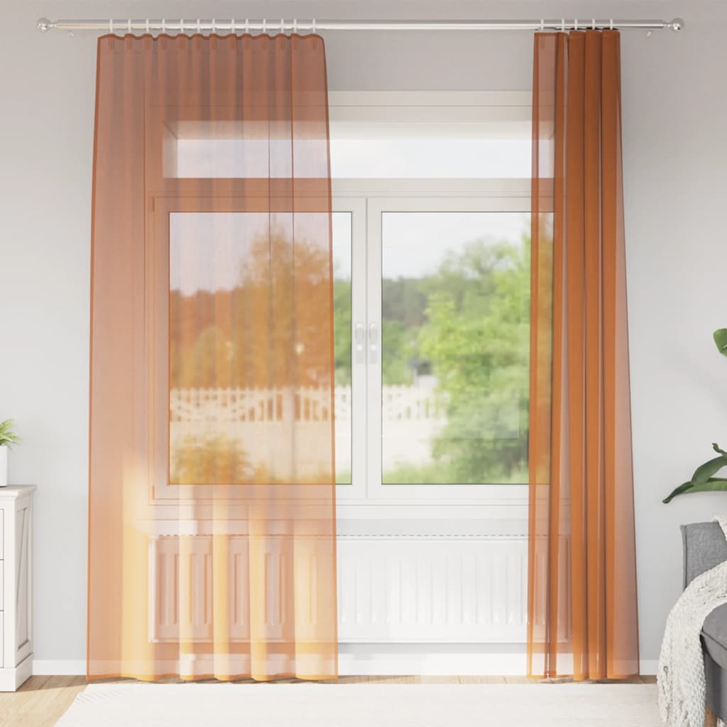 Tende in Voile con Tasche per Aste 2 pz Terracotta | homemem39