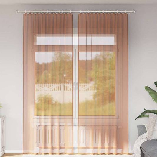 Tende in Voile con Tasche per Aste 2 pz Terracotta | homemem39
