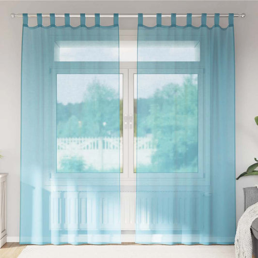 Tende in Voile con Tasche per Aste 2 pz Turchese | homemem39