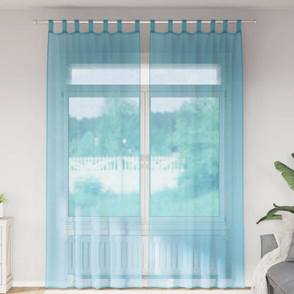 Tende in Voile con Tasche per Aste 2 pz Turchese | homemem39