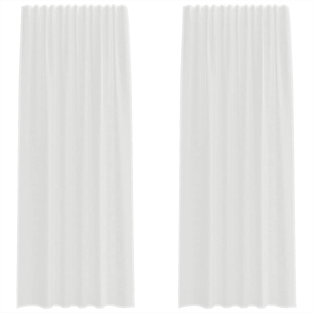 Tende in Voile con Tasche per Aste 2 pz Bianco | homemem39