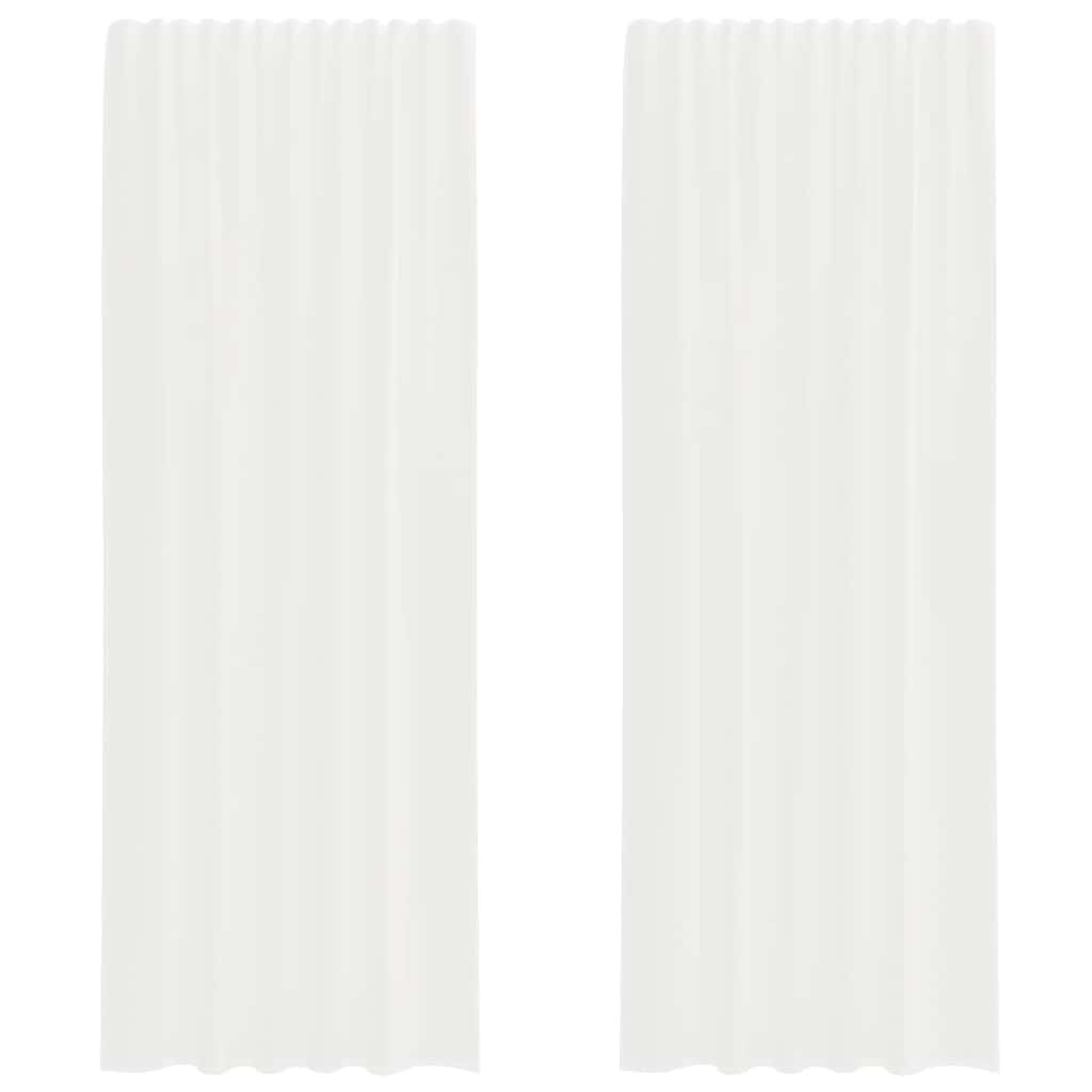 Tende in Voile con Tasche per Aste 2 pz Bianco | homemem39
