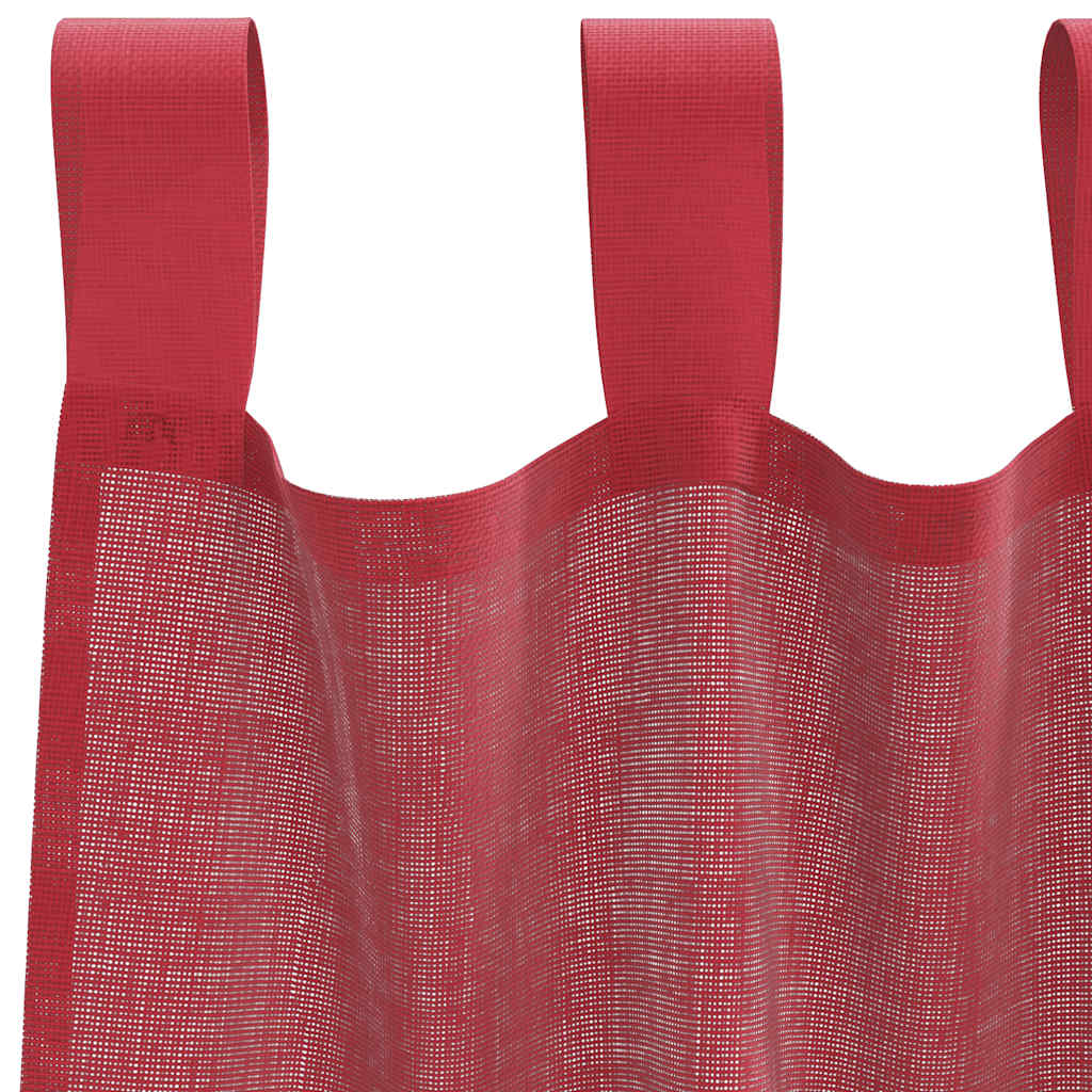 Tende in Voile con Tasche per Aste 2 pz Rosso Vino