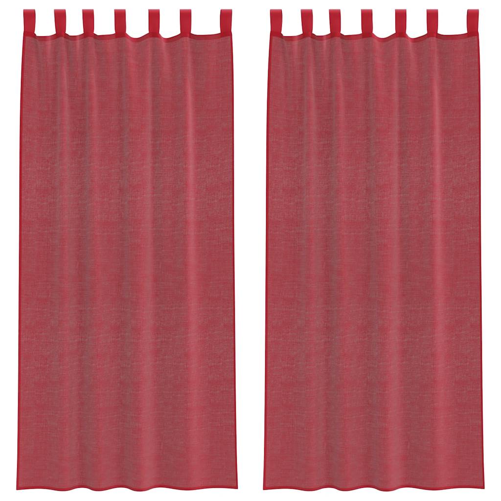 Tende in Voile con Tasche per Aste 2 pz Rosso Vino | homemem39