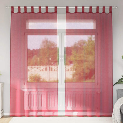 Tende in Voile con Tasche per Aste 2 pz Rosso Vino | homemem39
