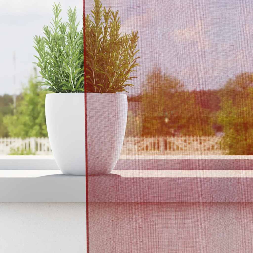 Tende in Voile con Tasche per Aste 2 pz Rosso Vino