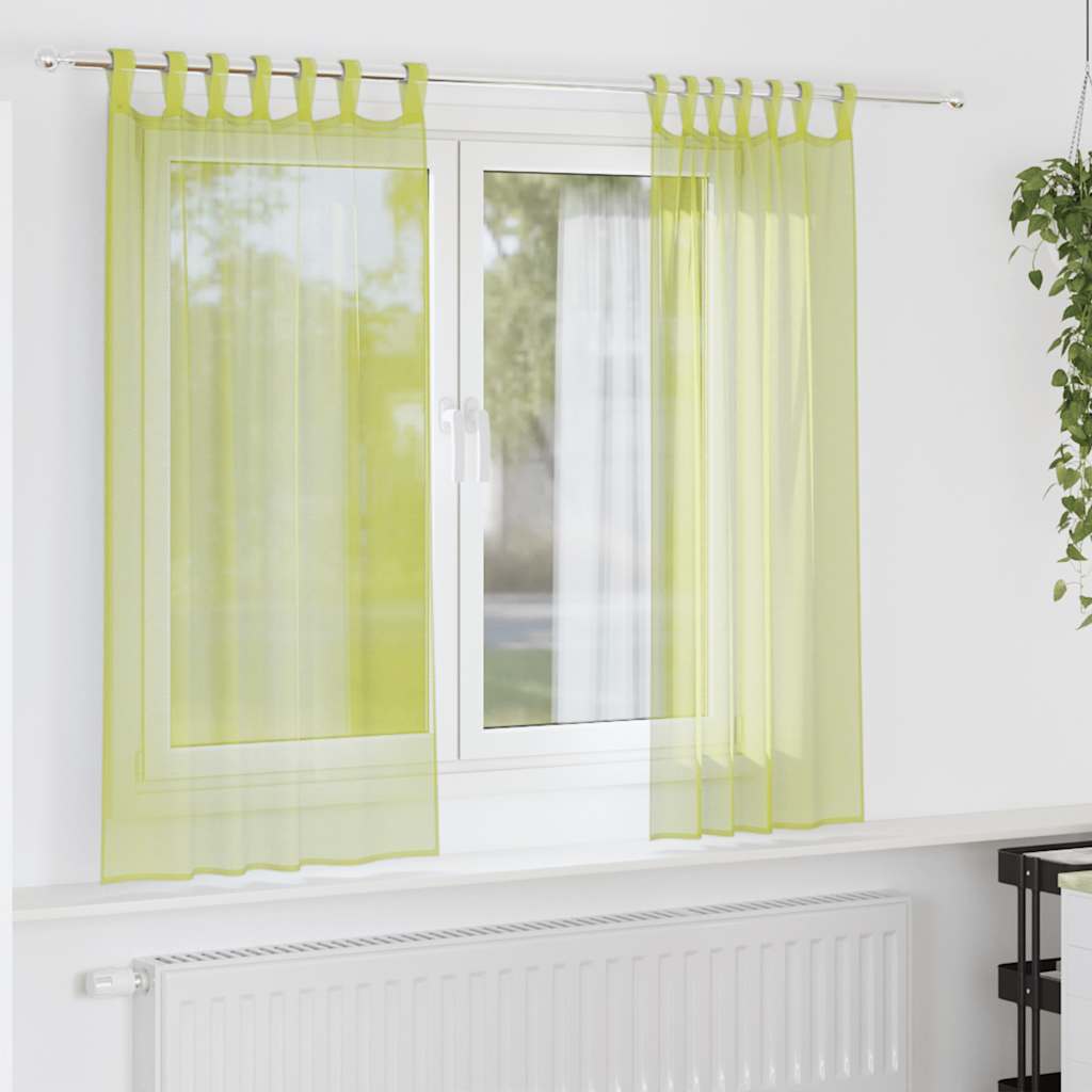 Tende in Voile con Linguetta 2 pz Verde Mela | homemem39