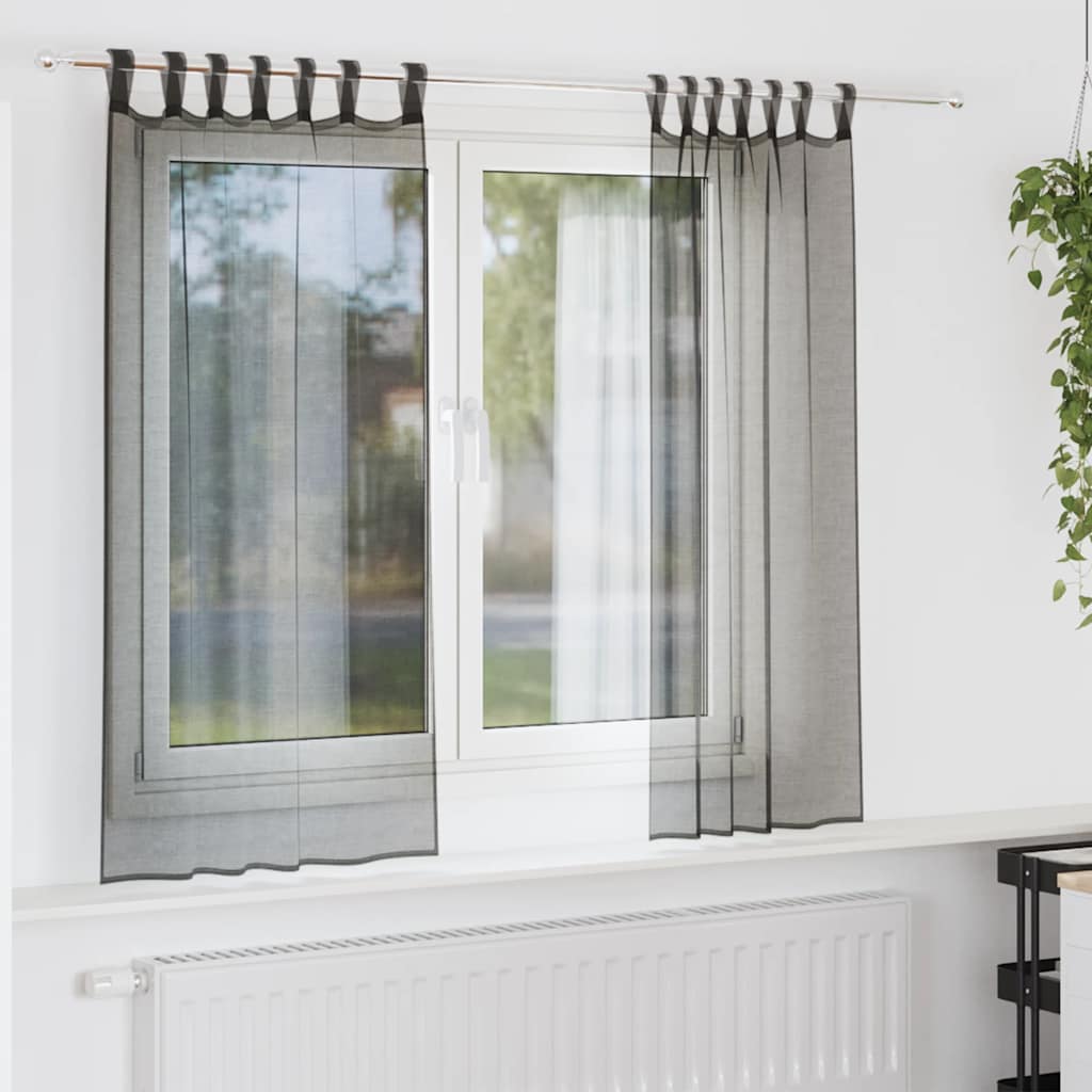 Tende in Voile con Linguetta 2 pz Nero | homemem39