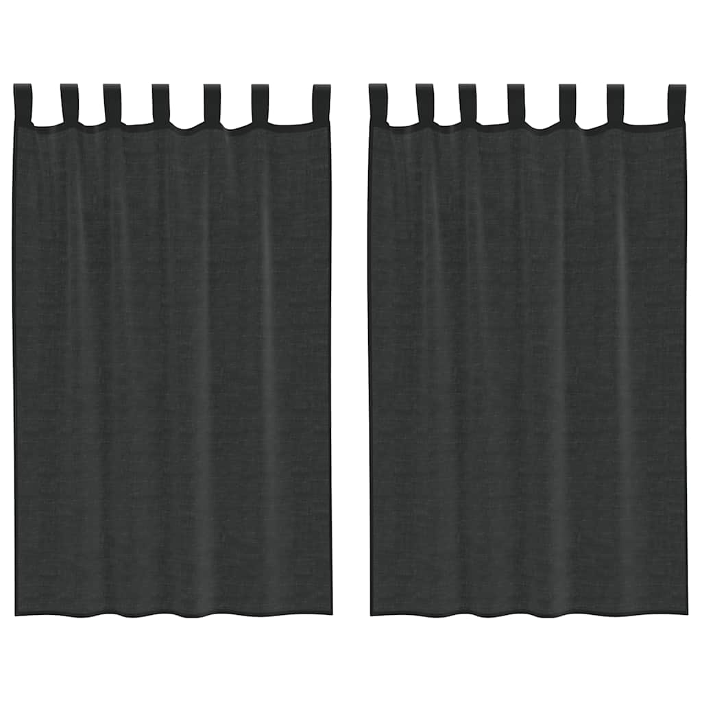 Tende in Voile con Linguetta 2 pz Nero | homemem39