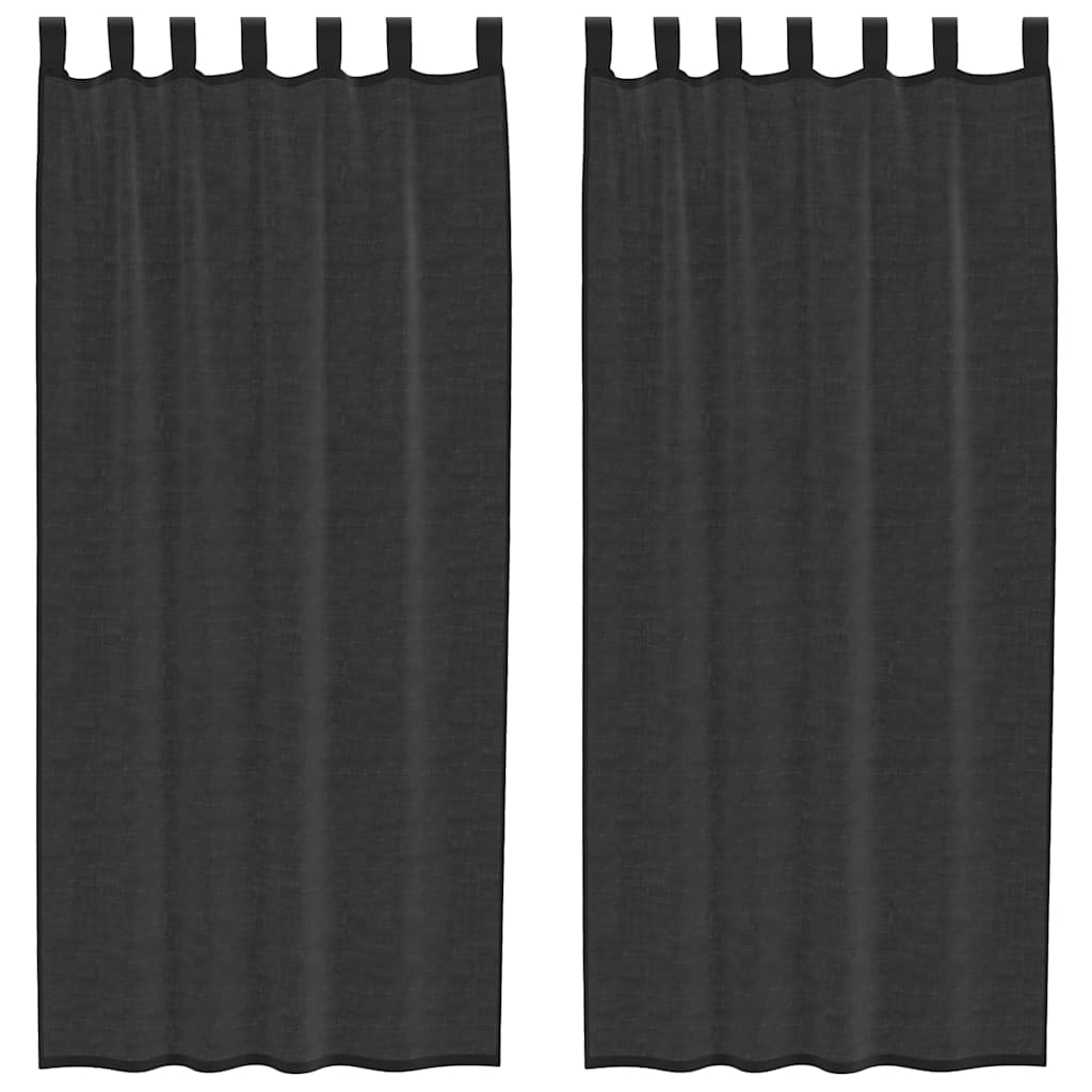 Tende in Voile con Linguetta 2 pz Nero | homemem39
