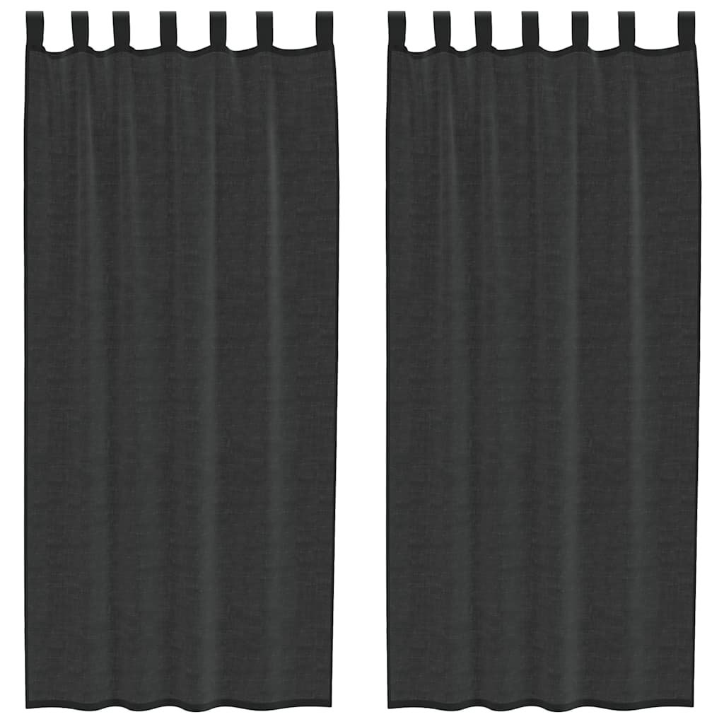 Tende in Voile con Linguetta 2 pz Nero | homemem39