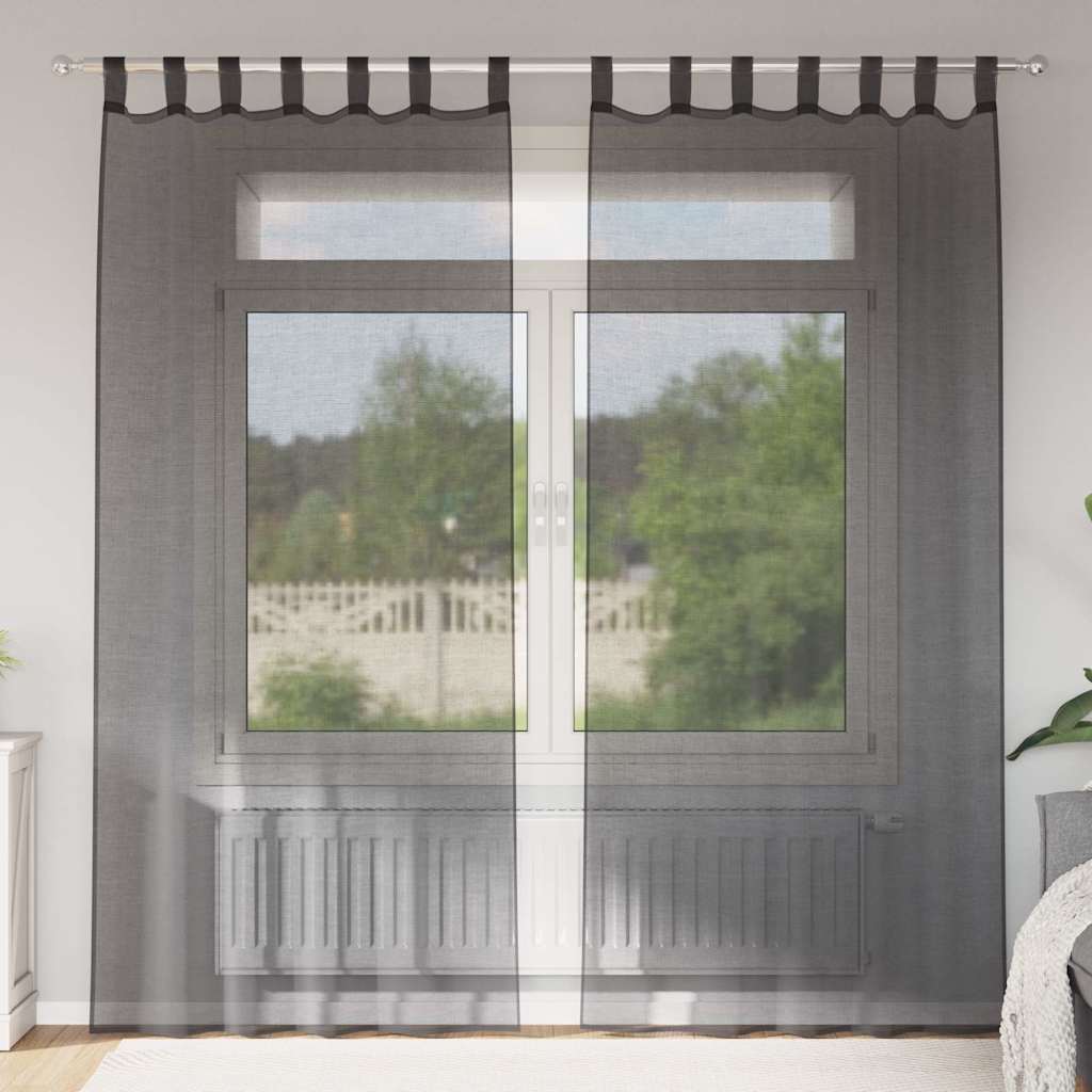Tende in Voile con Linguetta 2 pz Nero | homemem39