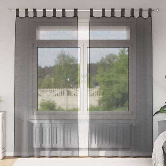 Tende in Voile con Linguetta 2 pz Nero | homemem39