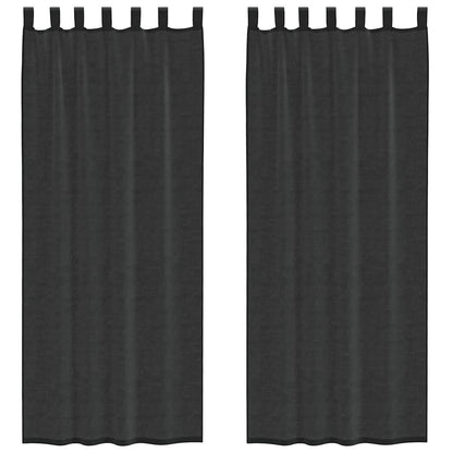 Tende in Voile con Linguetta 2 pz Nero