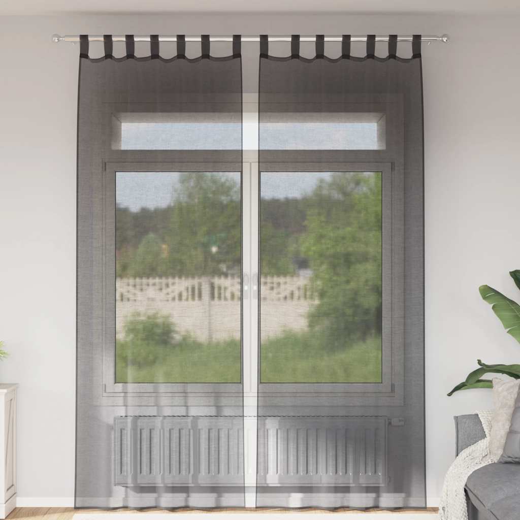 Tende in Voile con Linguetta 2 pz Nero | homemem39