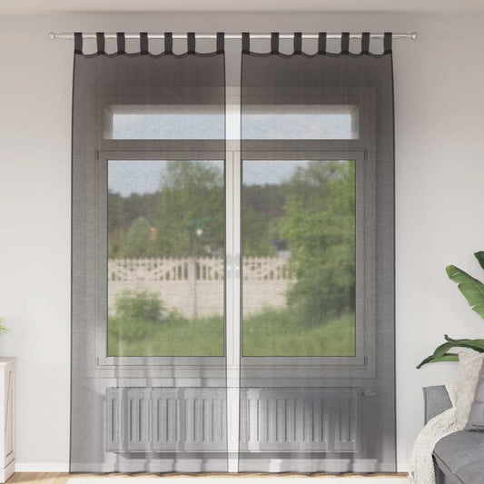 Tende in Voile con Linguetta 2 pz Nero