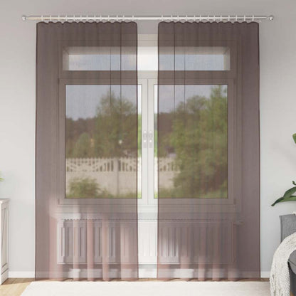 Tende in Voile con Linguetta 2 pz Marrone