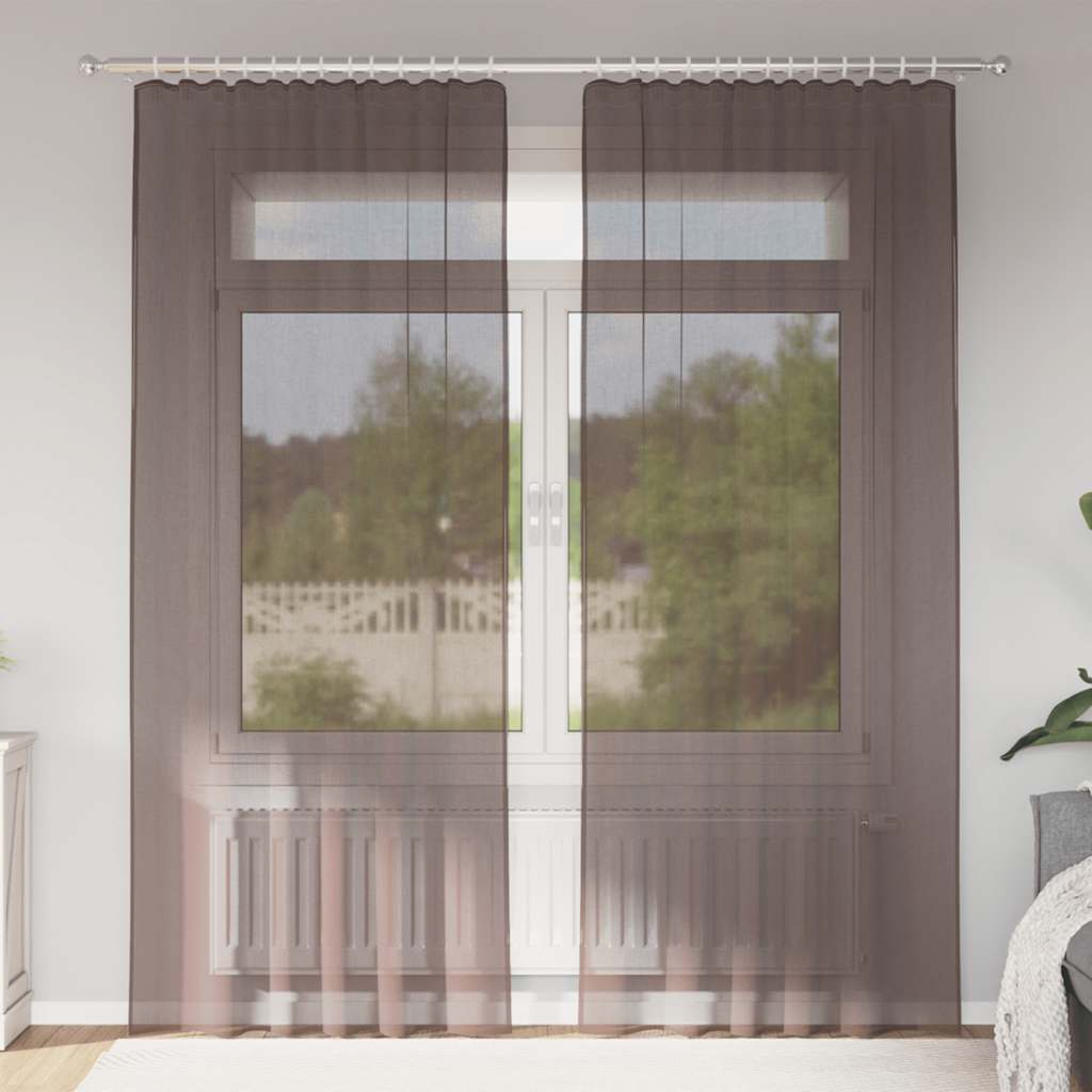 Tende in Voile con Linguetta 2 pz Marrone | homemem39