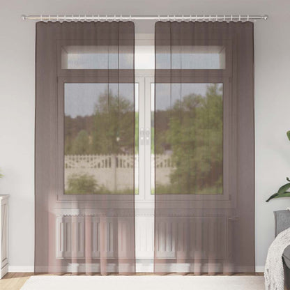 Tende in Voile con Linguetta 2 pz Marrone | homemem39