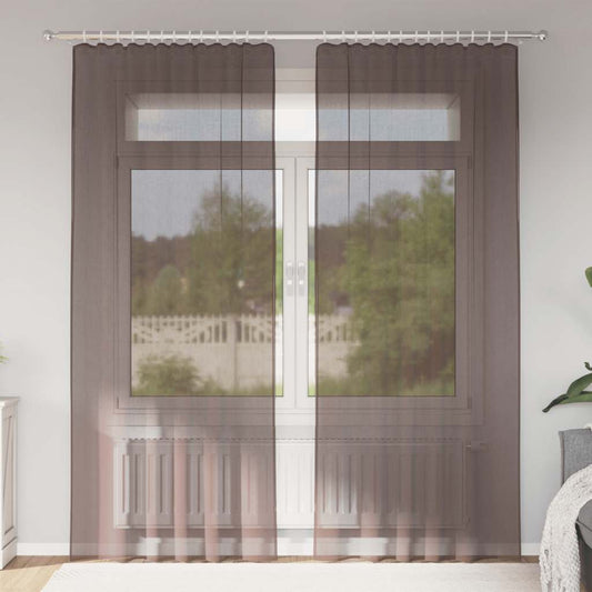 Tende in Voile con Linguetta 2 pz Marrone | homemem39