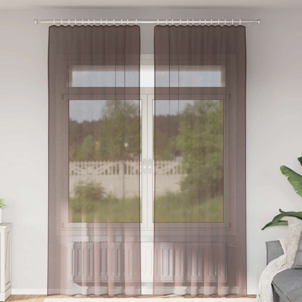 Tende in Voile con Linguetta 2 pz Marrone | homemem39