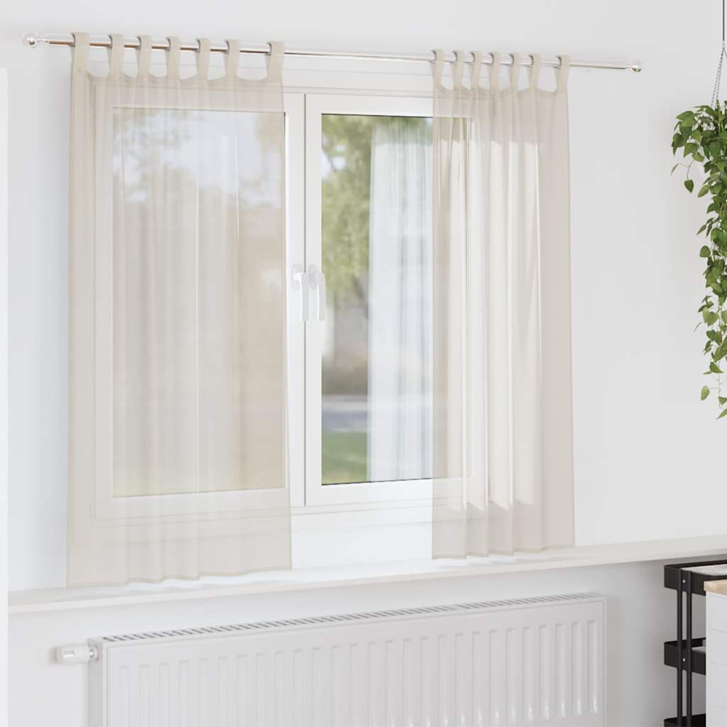 Tende in Voile con Linguetta 2 pz Crema | homemem39