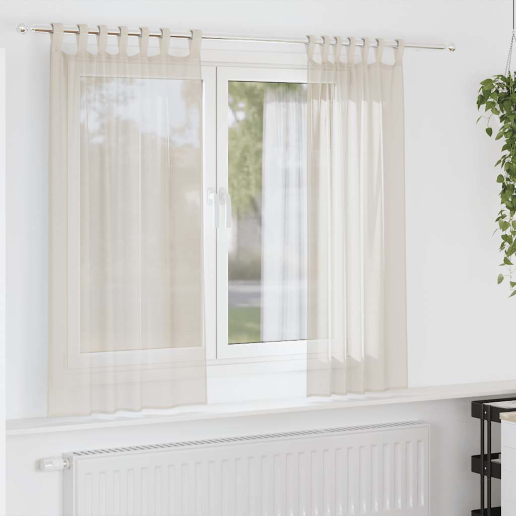 Tende in Voile con Linguetta 2 pz Crema | homemem39