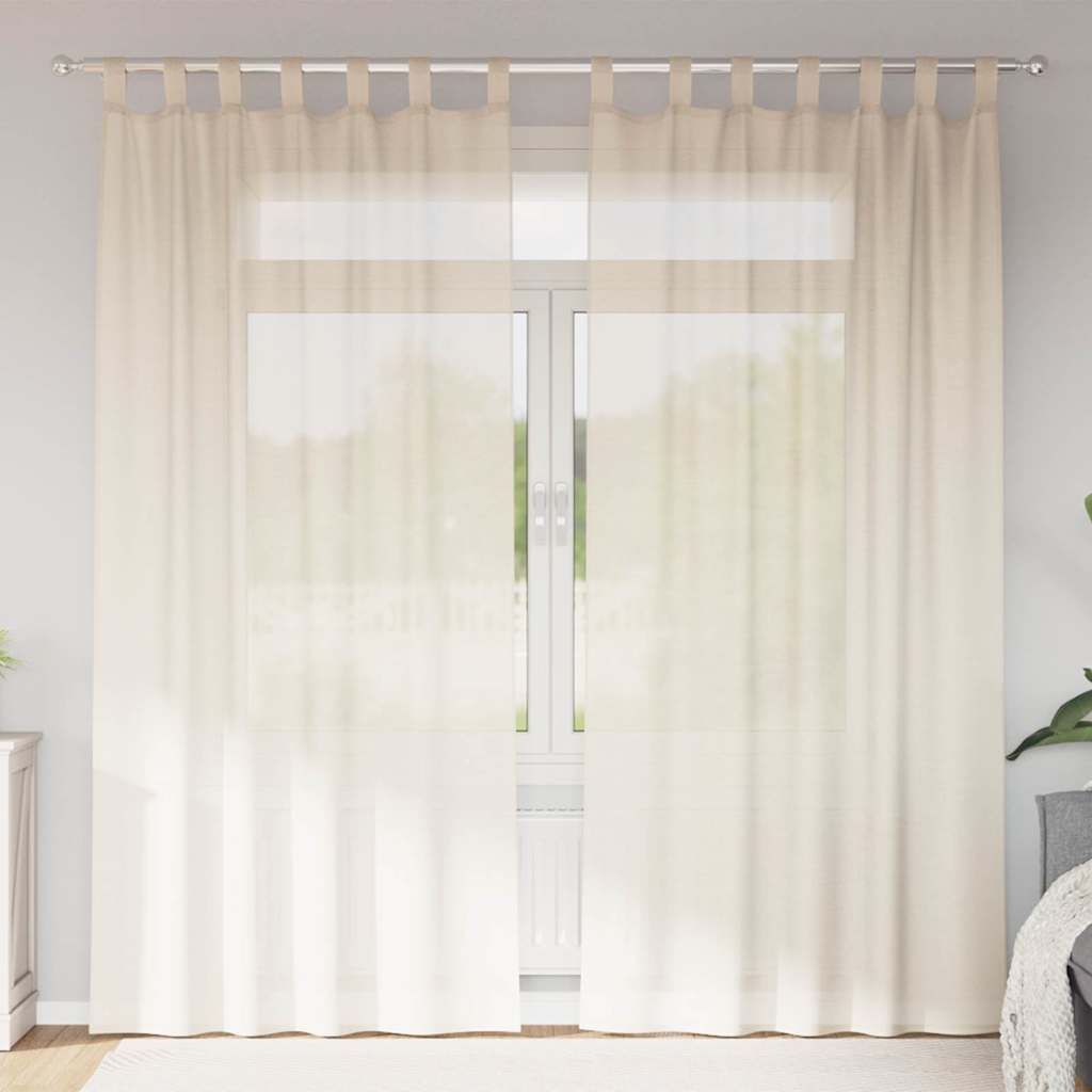 Tende in Voile con Linguetta 2 pz Crema | homemem39