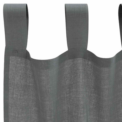 Tende in Voile con Passanti 2 pz Grigio Scuro 140x225 cm