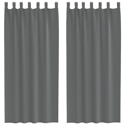Tende in Voile con Passanti 2 pz Grigio Scuro 140x245 cm