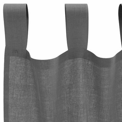 Tende in Voile con Passanti 2 pz Grigio Scuro 140x245 cm | homemem39