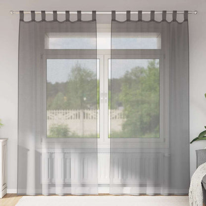 Tende in Voile con Passanti 2 pz Grigio Scuro 140x245 cm