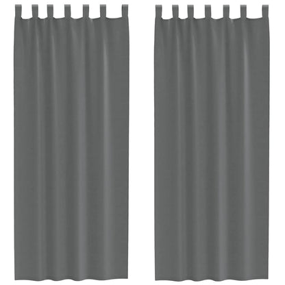 Tende in Voile con Passanti 2 pz Grigio Scuro 140x260 cm