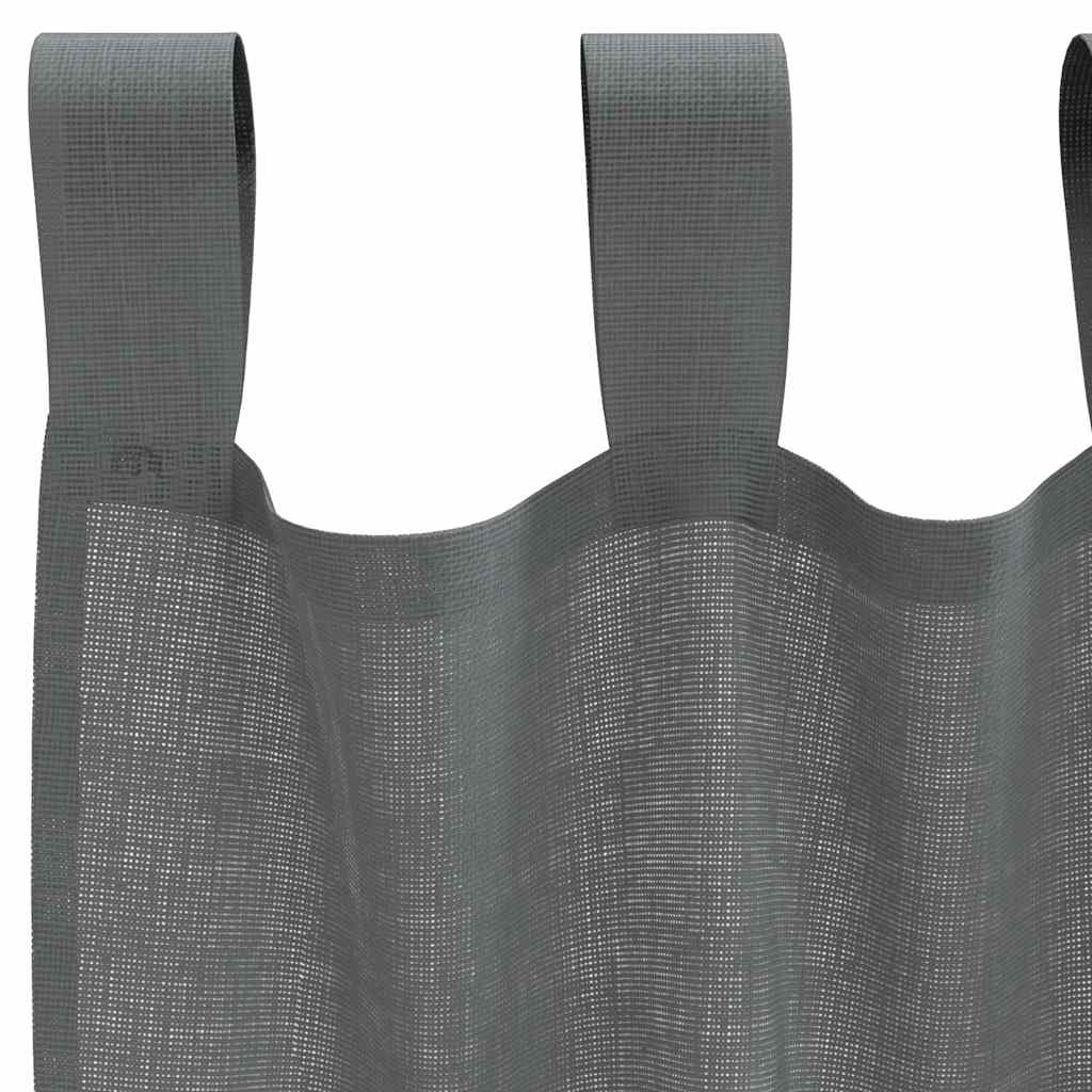 Tende in Voile con Passanti 2 pz Grigio Scuro 140x260 cm