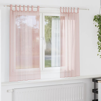 Tende in Voile con Passanti 2 pz Rosa Chiaro 140x175 cm | homemem39
