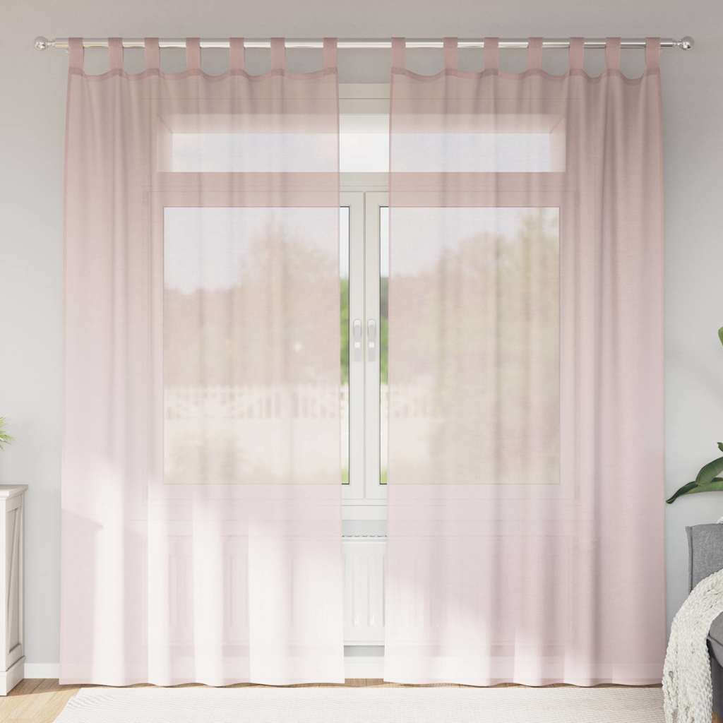 Tende in Voile con Passanti 2 pz Rosa Chiaro 140x245 cm | homemem39