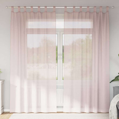 Tende in Voile con Passanti 2 pz Rosa Chiaro 140x245 cm | homemem39
