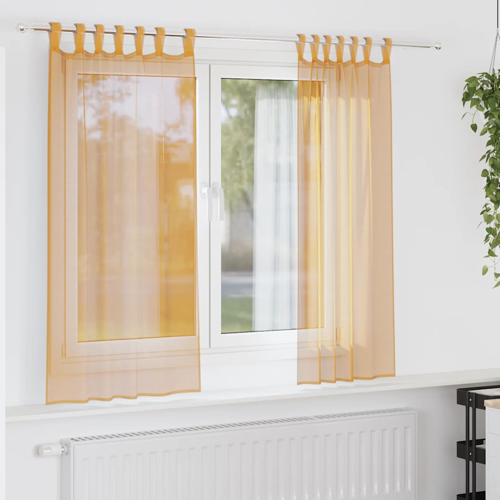 Tende in Voile con Passanti 2 pz Arancio 140x140 cm | homemem39
