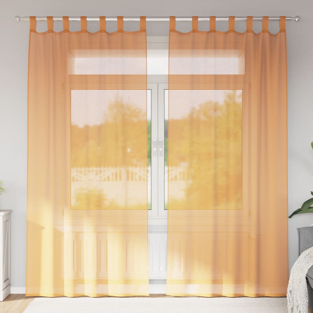 Tende in Voile con Passanti 2 pz Arancio 140x245 cm | homemem39