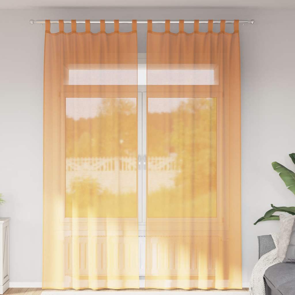 Tende in Voile con Passanti 2 pz Arancio 140x260 cm | homemem39