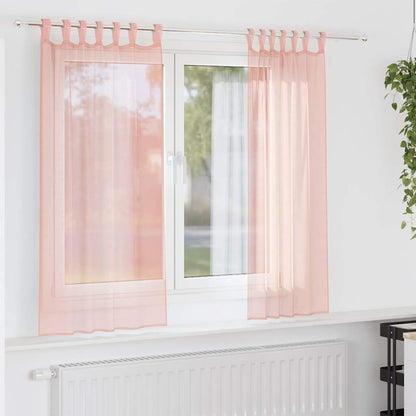 Tende in Voile con Passanti 2 pz Rosa 140x175 cm | homemem39