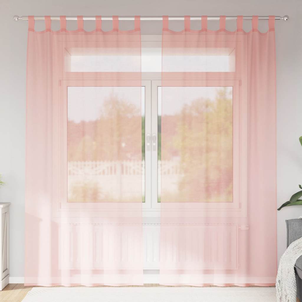 Tende in Voile con Passanti 2 pz Rosa 140x245 cm | homemem39