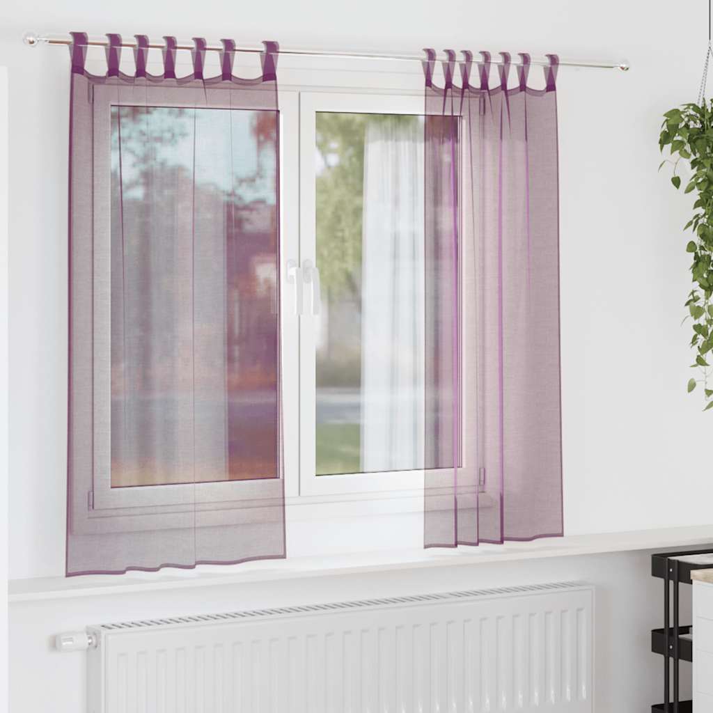 Tende in Voile con Passanti 2 pz Viola 140x175 cm | homemem39