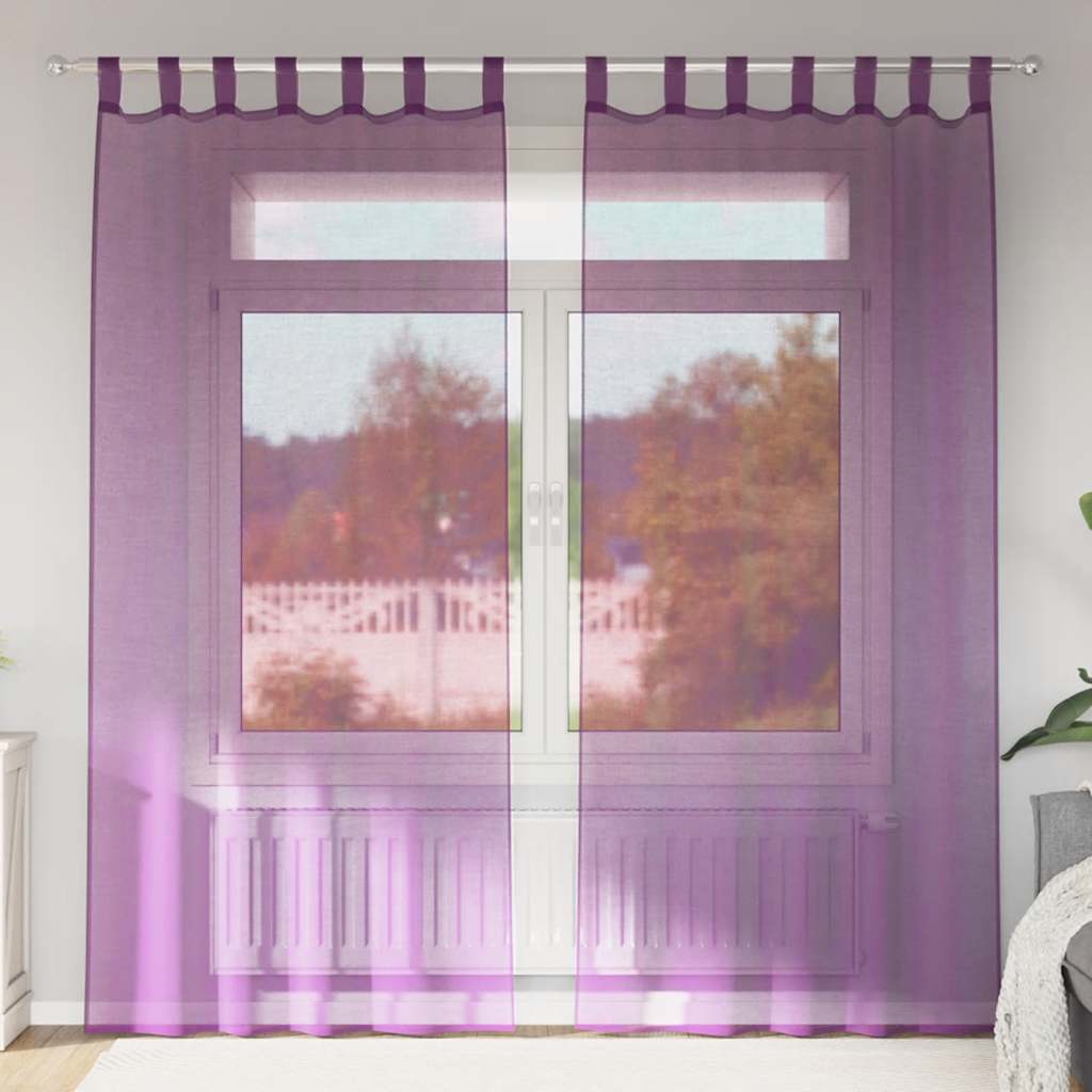 Tende in Voile con Passanti 2 pz Viola 140x245 cm | homemem39