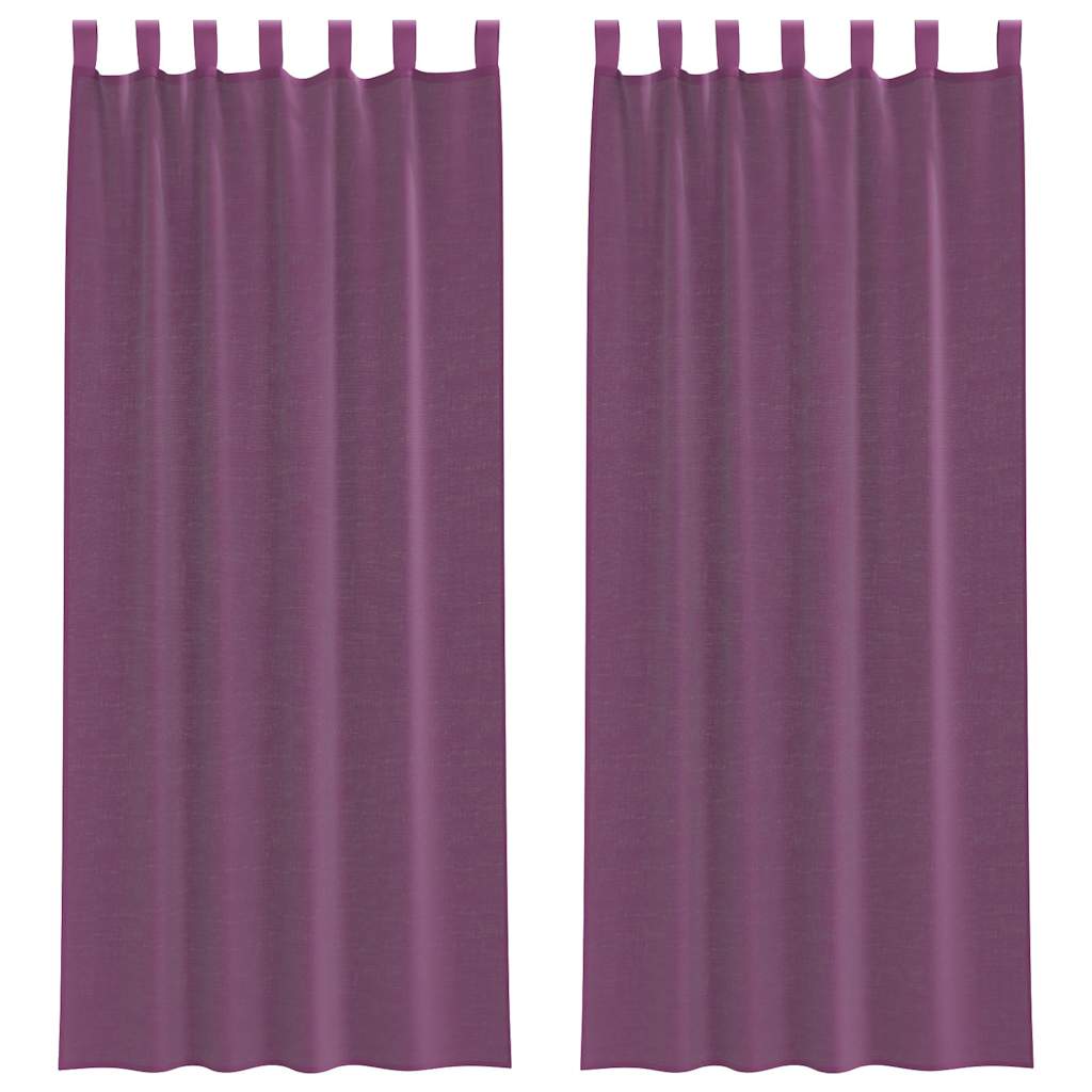 Tende in Voile con Passanti 2 pz Viola 140x260 cm