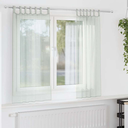 Tende in Voile con Passanti 2 pz Grigio Chiaro 140x140 cm