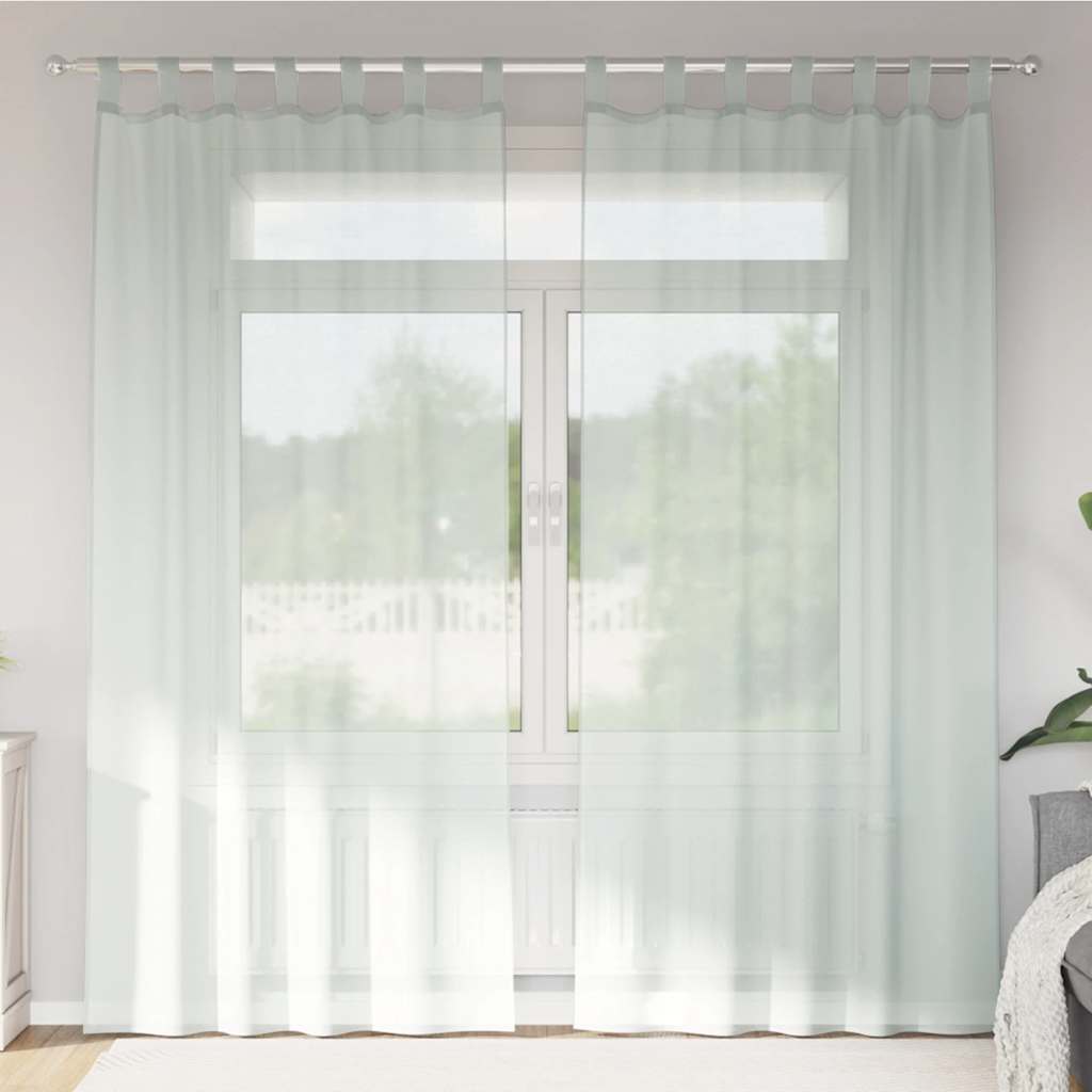 Tende in Voile con Passanti 2 pz Grigio Chiaro 140x245 cm | homemem39