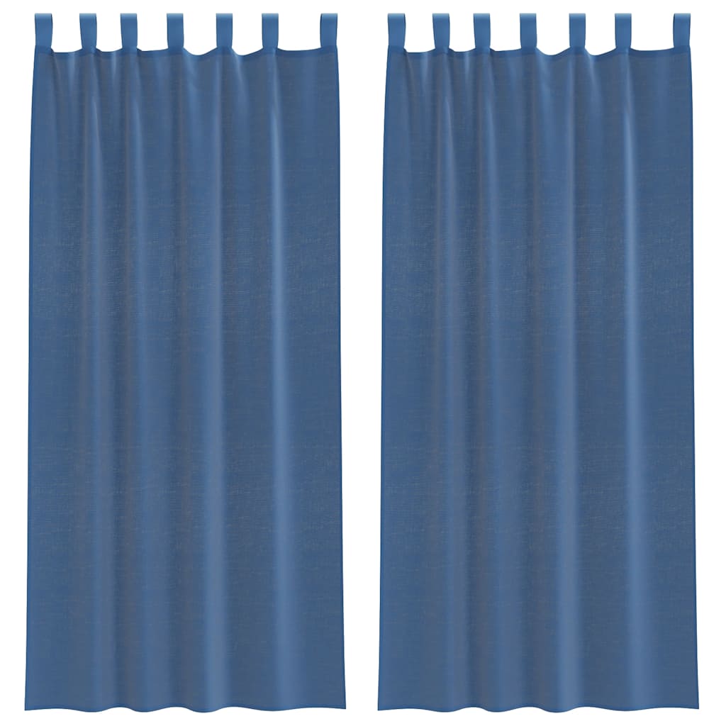 Tende in Voile con Passanti 2 pz Blu Reale 140x225 cm | homemem39