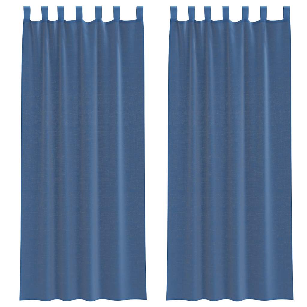 Tende in Voile con Passanti 2 pz Blu Reale 140x260 cm | homemem39