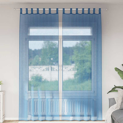 Tende in Voile con Passanti 2 pz Blu Reale 140x260 cm